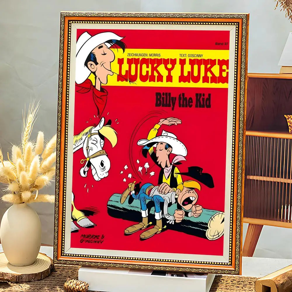 Lucky Luke Cartoon HD Poster – Self-Adhesive Waterproof Wall Art