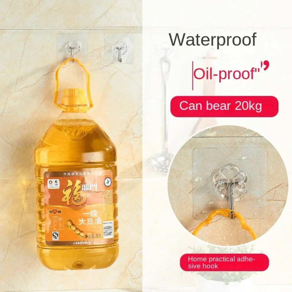 Self-Adhesive Heavy Duty Wall Hooks – Transparent No-Drill
