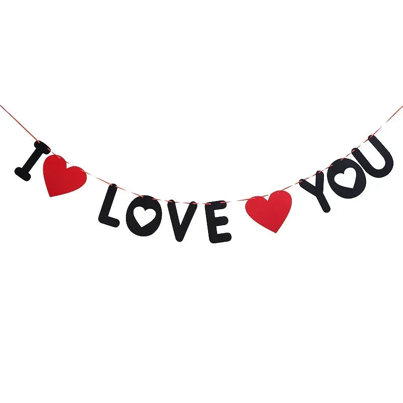 Valentine Hanging Banner Garland Bunting Red Love Heart Paper Door