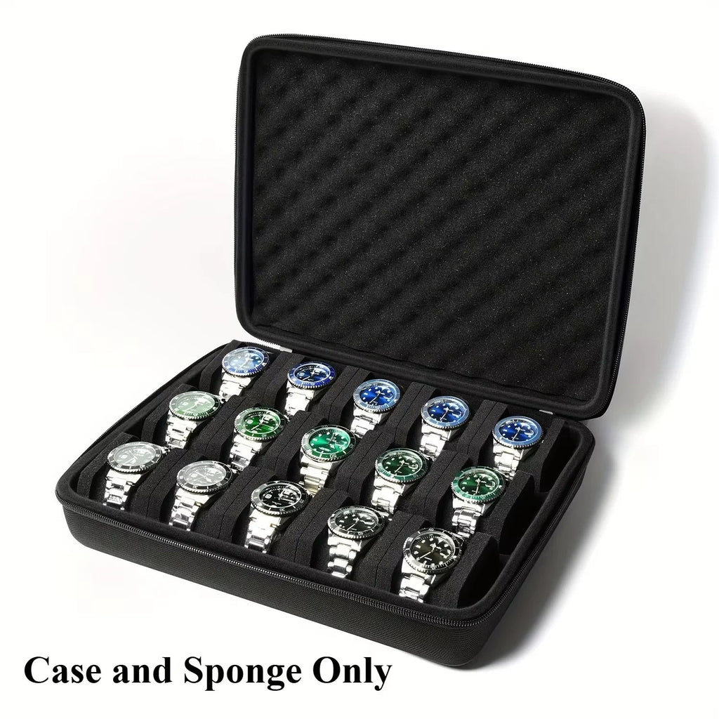 Hard-shell 15 Slots Watch Storage Organizer Case Carry Box Fit Large