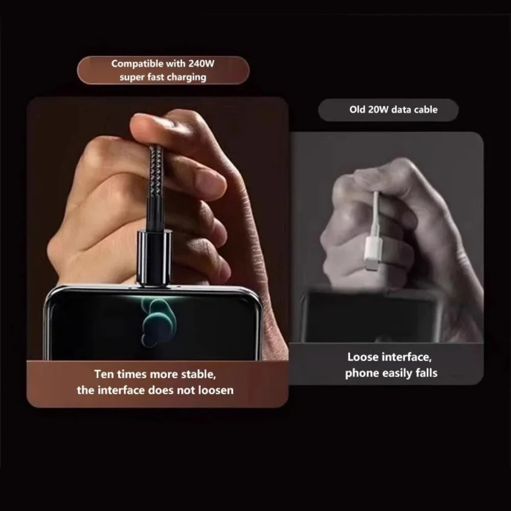 120W USB-C Fast Charging Cable Braided | 1m–3m for Android