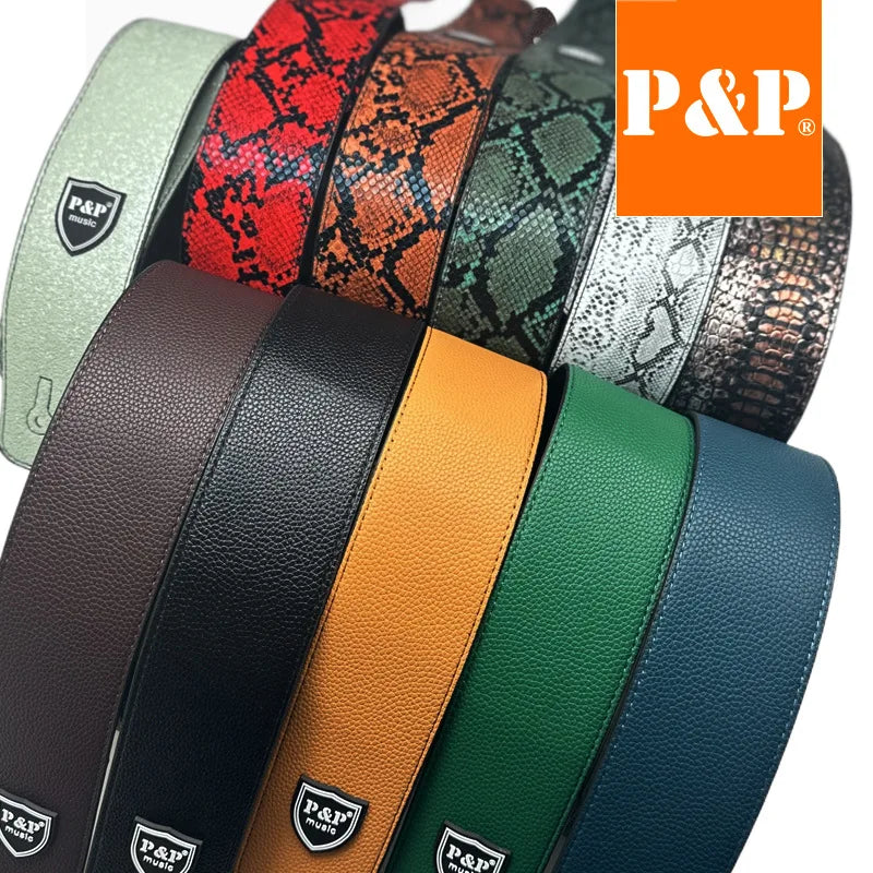 P&PWidth PU Leather Guitar Strap Widen Adjustable Soft Belt Electric