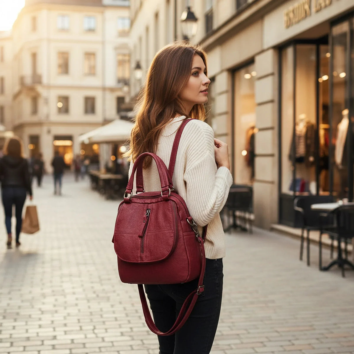 Women's Retro PU Leather Multiway Backpack | School & Travel