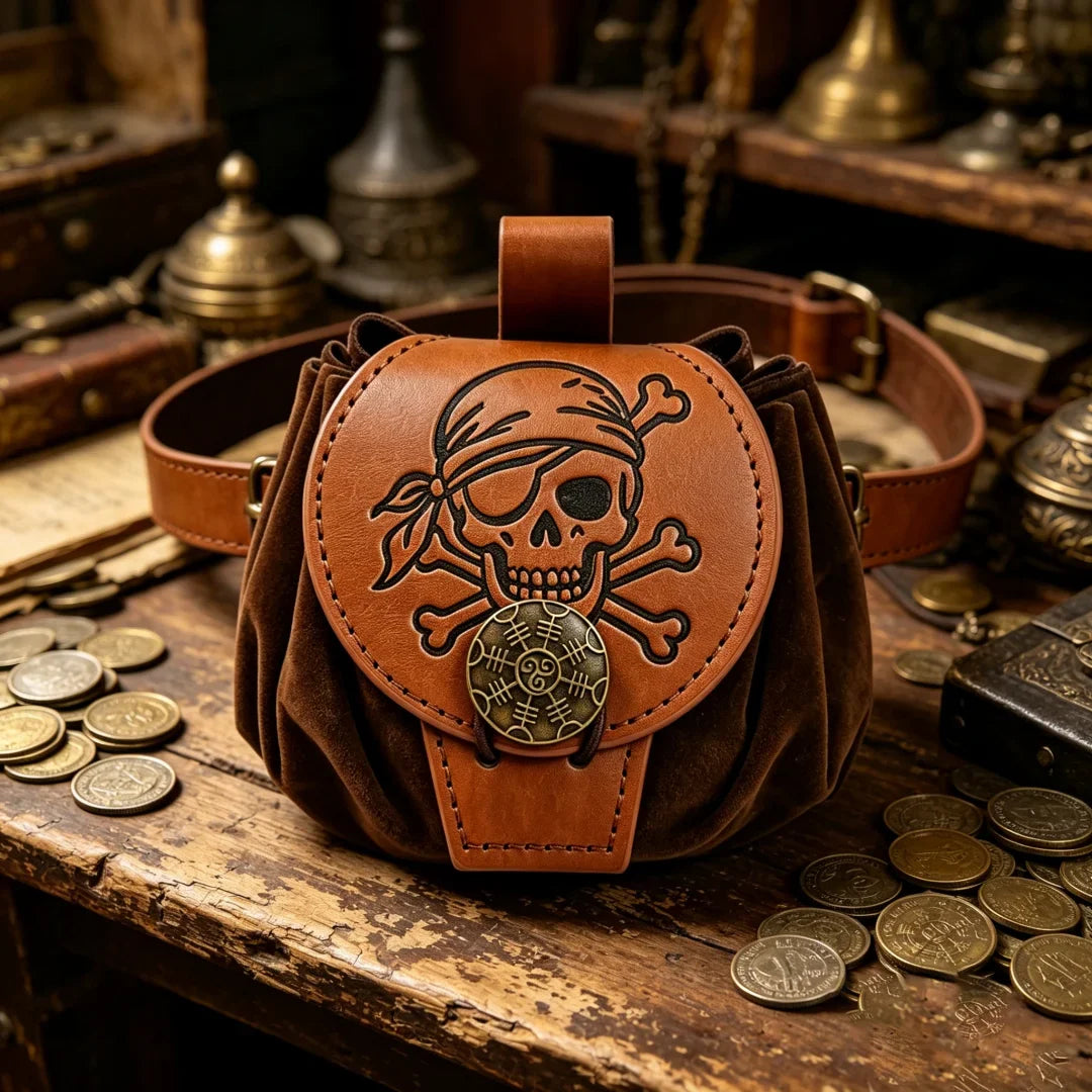 Steampunk Medieval Punk Fanny Packs Men Pu Leather Coin Purse