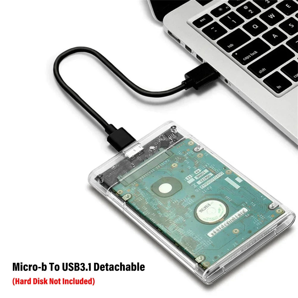 Transparent External Hard Drive Case HDD SSD Micro-b USB3 1 4TB