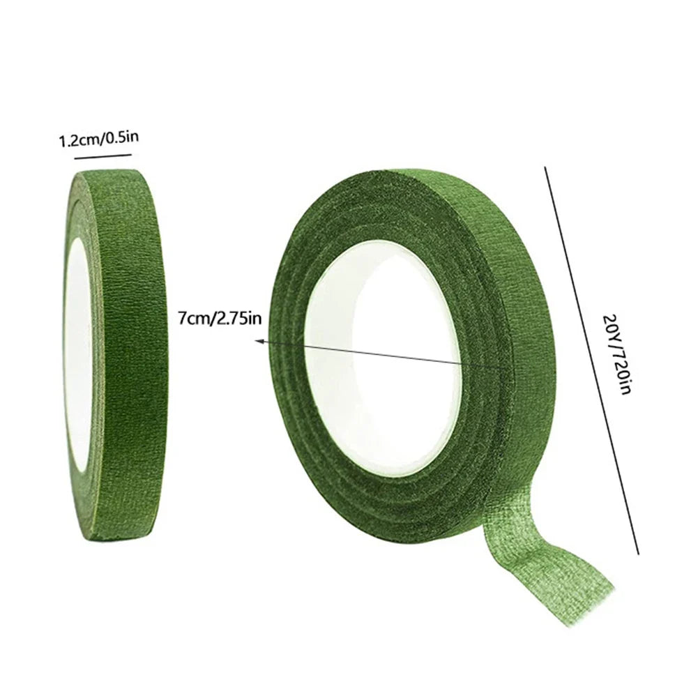 Dark Green Floral Stem Wrap Tape – 3-Roll Bouquet Pack