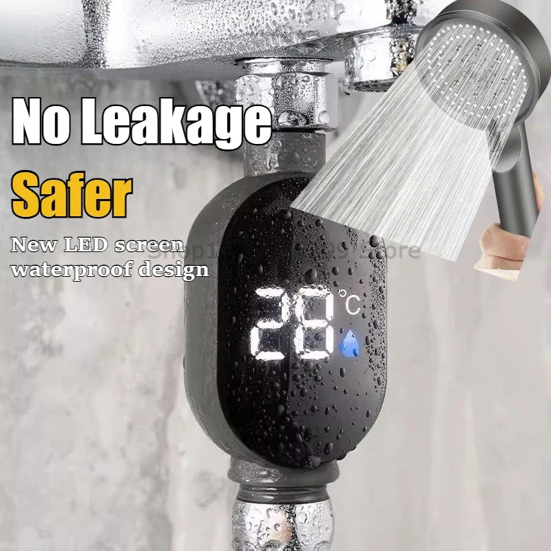 Digital LED Shower Thermometer – 0–99°C Water Temp Display