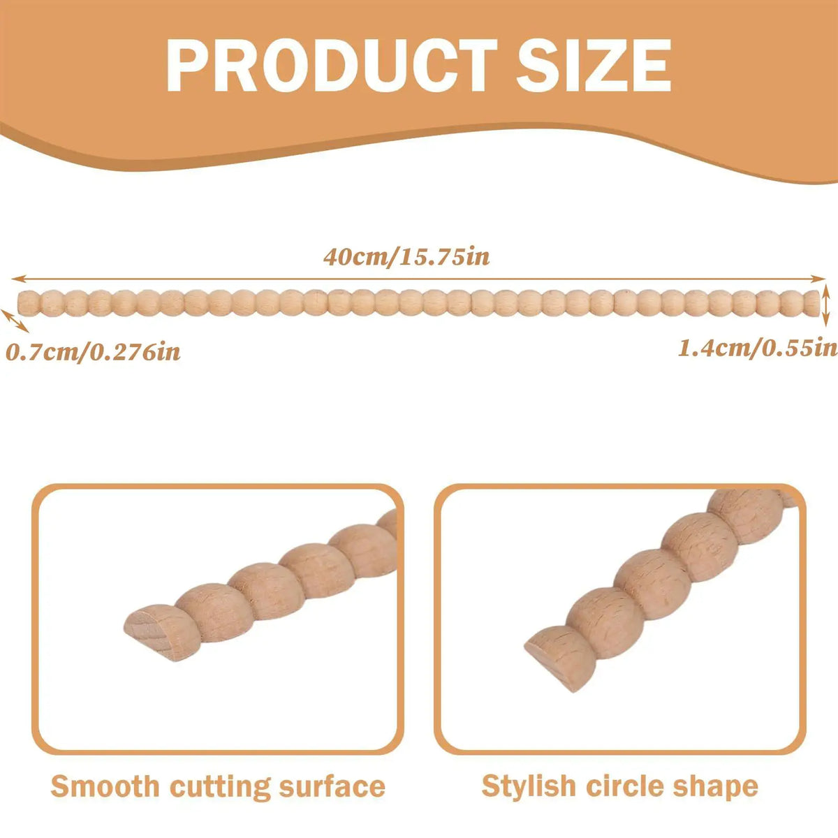 10-Pc Unfinished Beaded Wood Trim Molding 15.75" – Beech