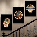 3-Piece Basketball Canvas Wall Art | Teen Boys Room Decor