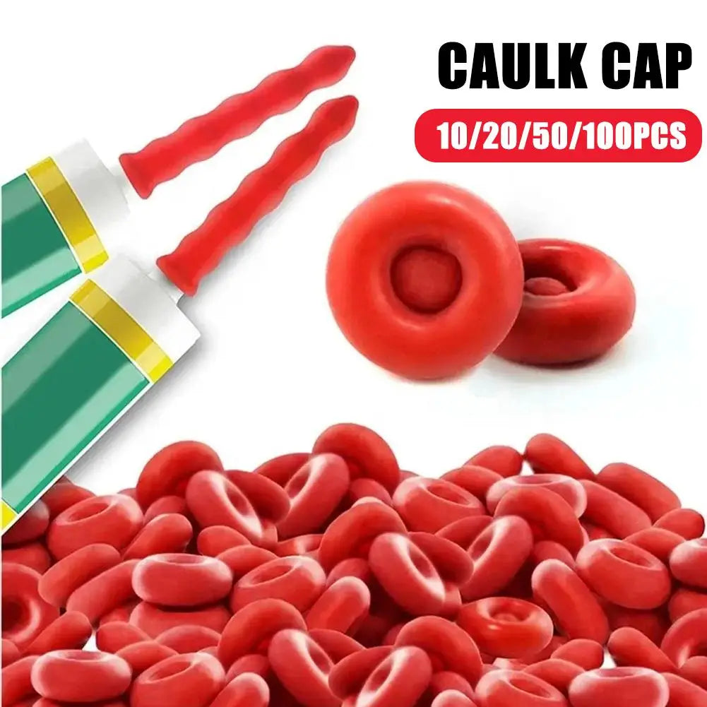 Caulking Gun Nozzles Cap Red Caulk Saving Saver Tube Covers Sealing
