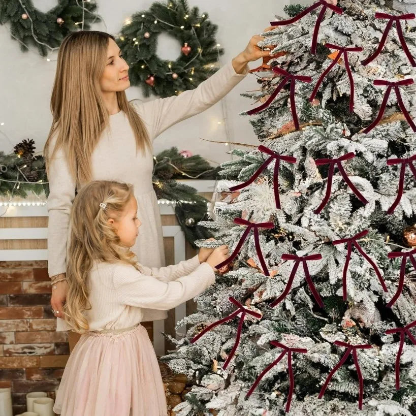 Velvet Ribbon Christmas Tree Dress Bows Decorate Holiday Accessories