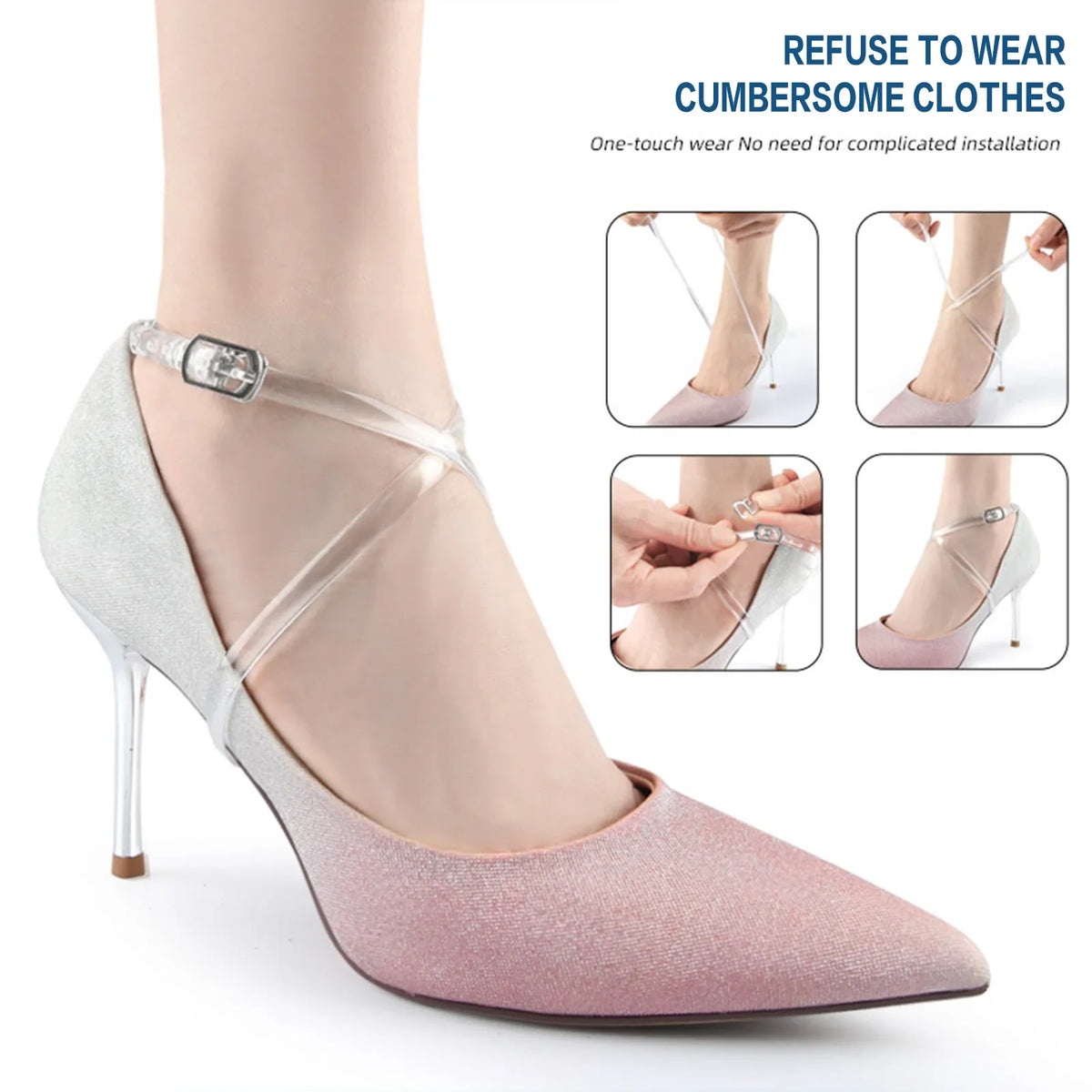 Clear Heel Straps for Women – Invisible Anti-Drop Shoe Bands