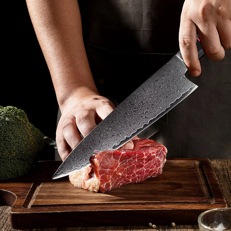 67-Layer Damascus Steel VG10 Chef Knife – Japanese Kitchen Set