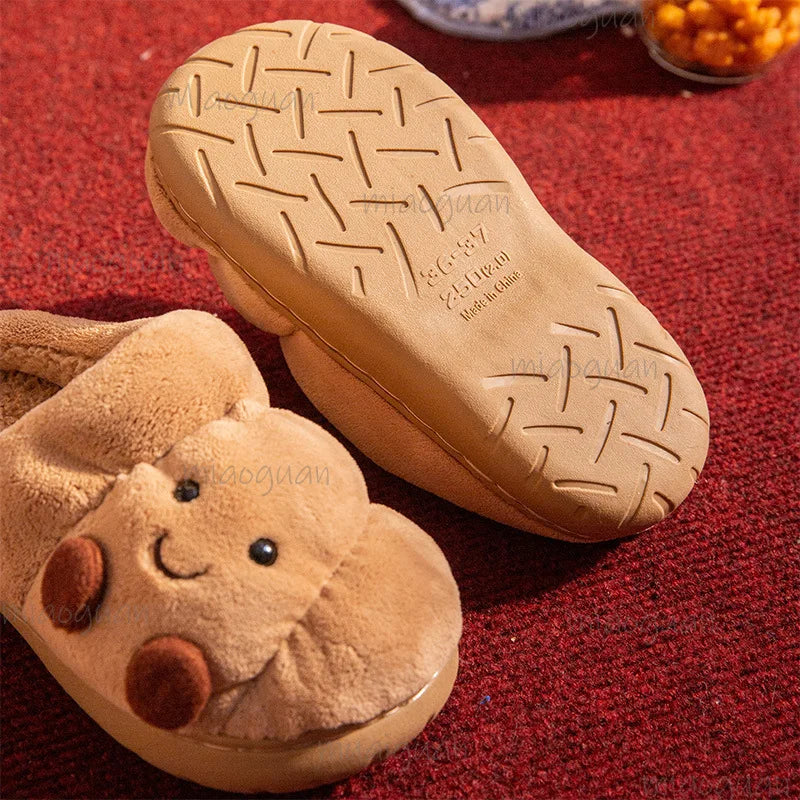 Croissant Fluffy Slippers – Furry Warm House Slides Women & Men