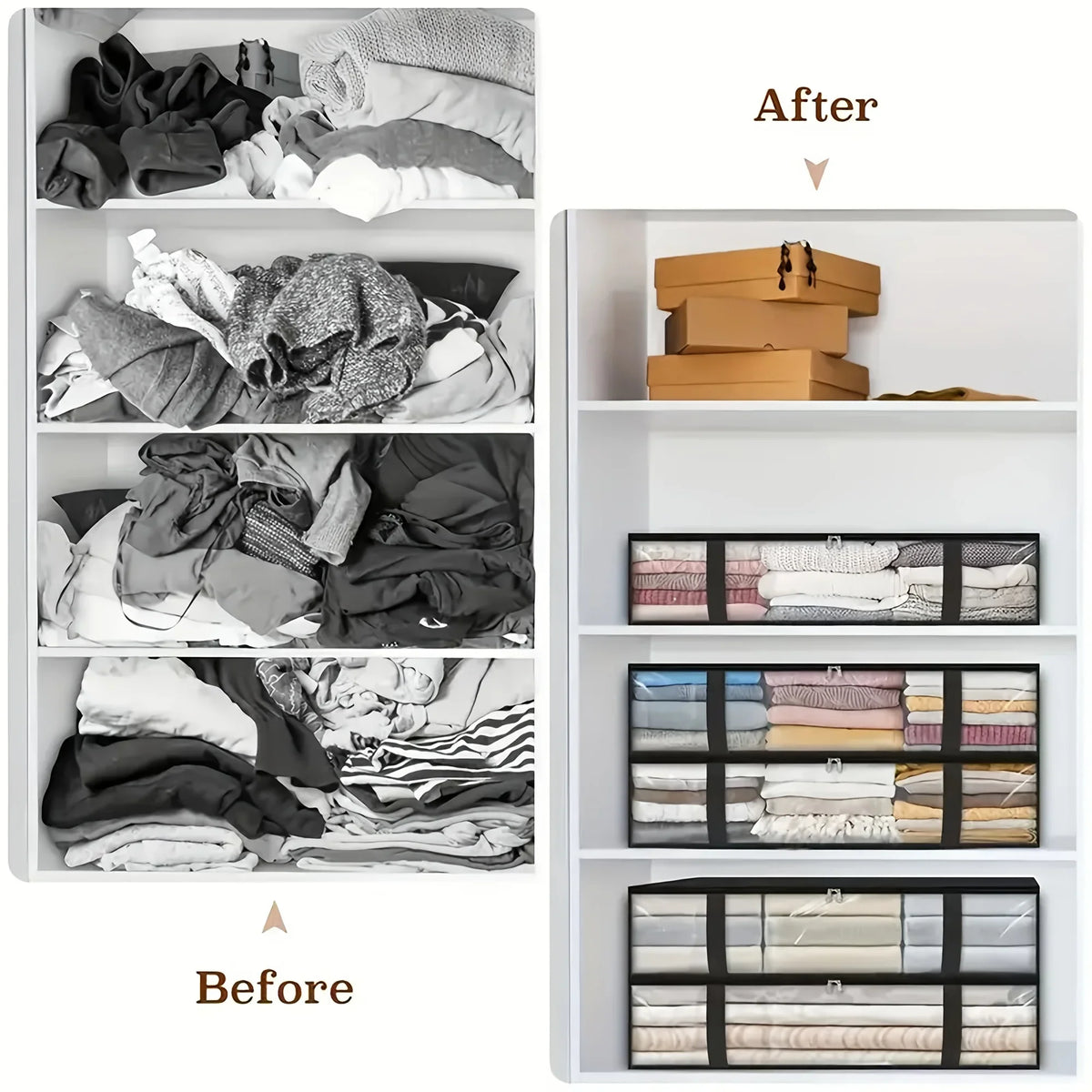Large Under Bed Storage Bags Non-woven Clothes Organizer Clear Window