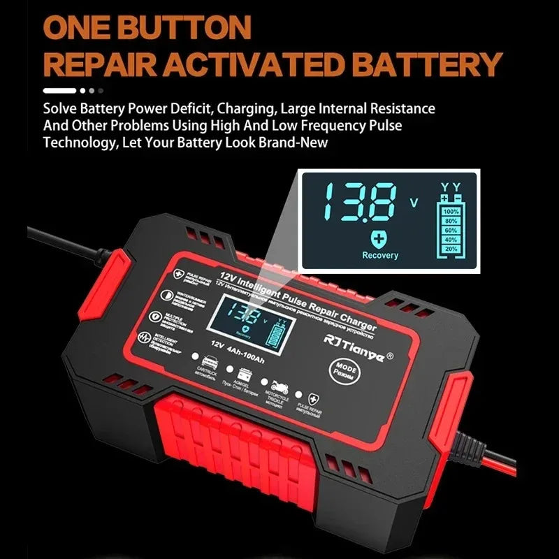 Sell Car Battery Charger 12V 6A Touch Screen Pulse Repair LCD Fast