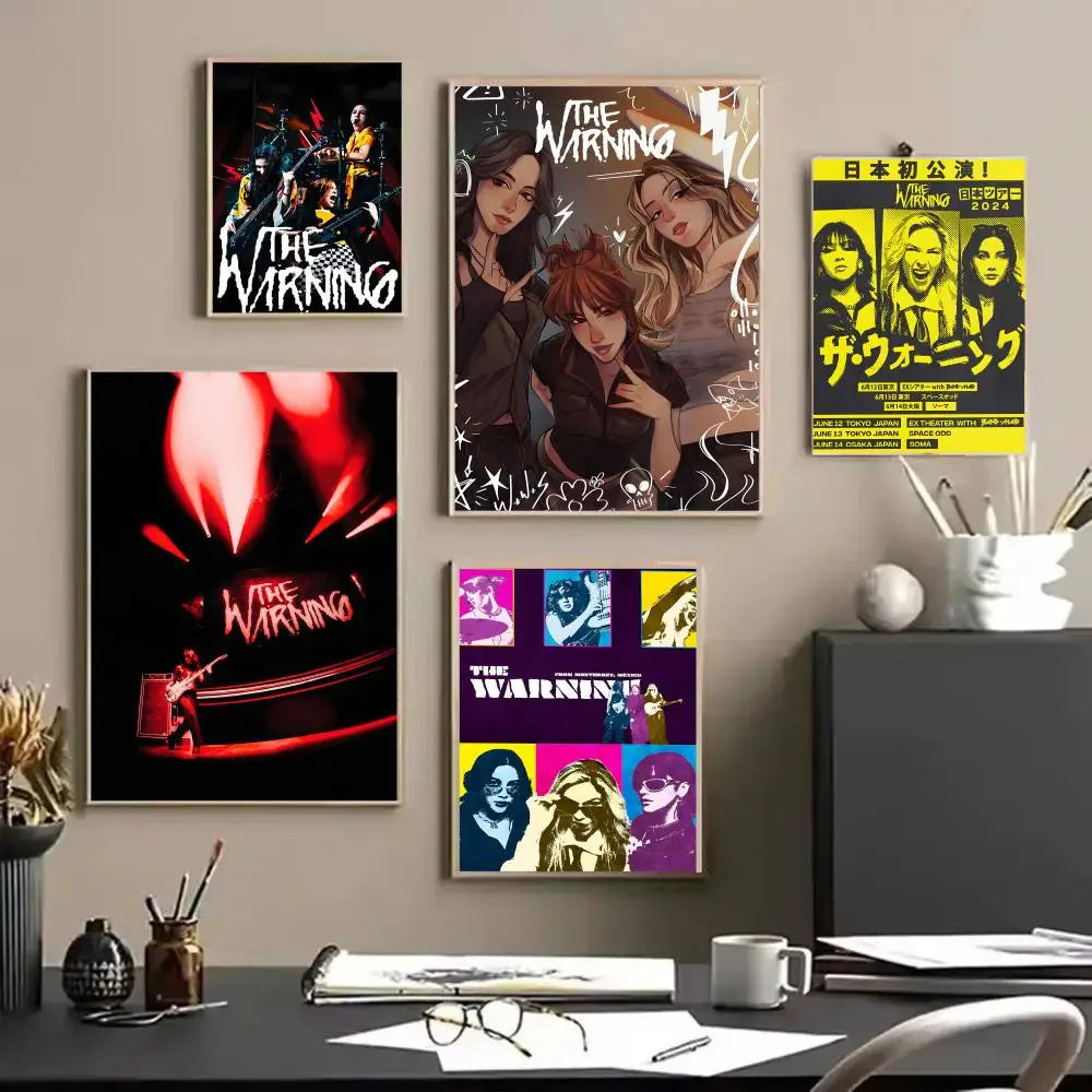Band W-Warning Abstract Canvas Wall Art Poster – Unframed