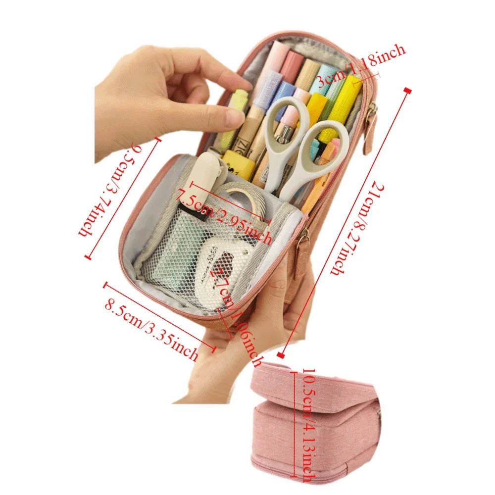 Large-Capacity Folding Pencil Case | Double-Layer Pen Bag