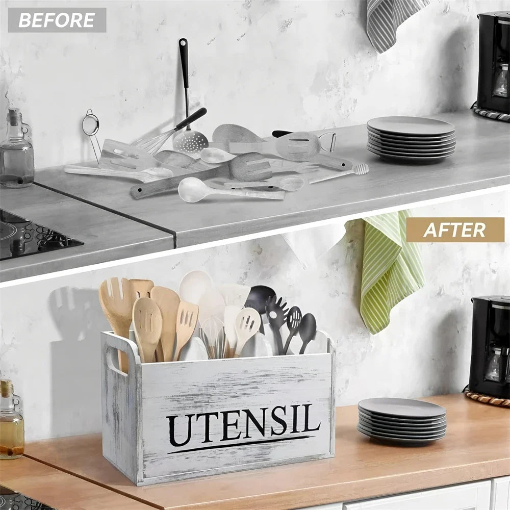 Multi-Compartment Cutlery & Utensil Organizer Storage Box
