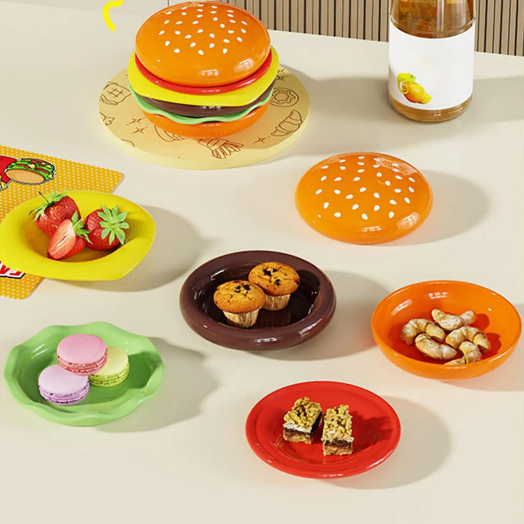 6 Seasoning Plate Burger Plates Stackable Sauce Bowls Dishwasher Safe