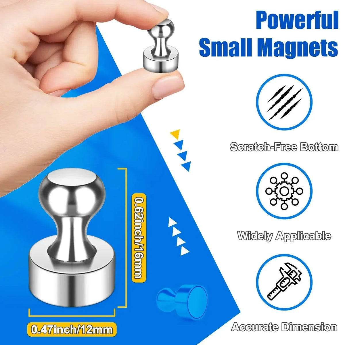 10-Pack N35 Neodymium Magnetic Pushpins for Fridge & Whiteboard