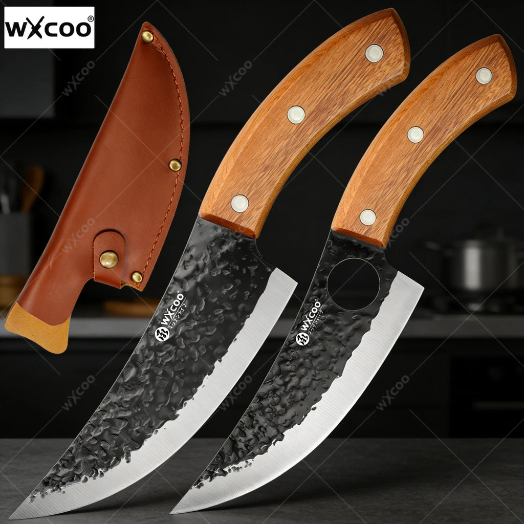 WXCOO Forged Chef Knife – Stainless Steel & Wooden Handle