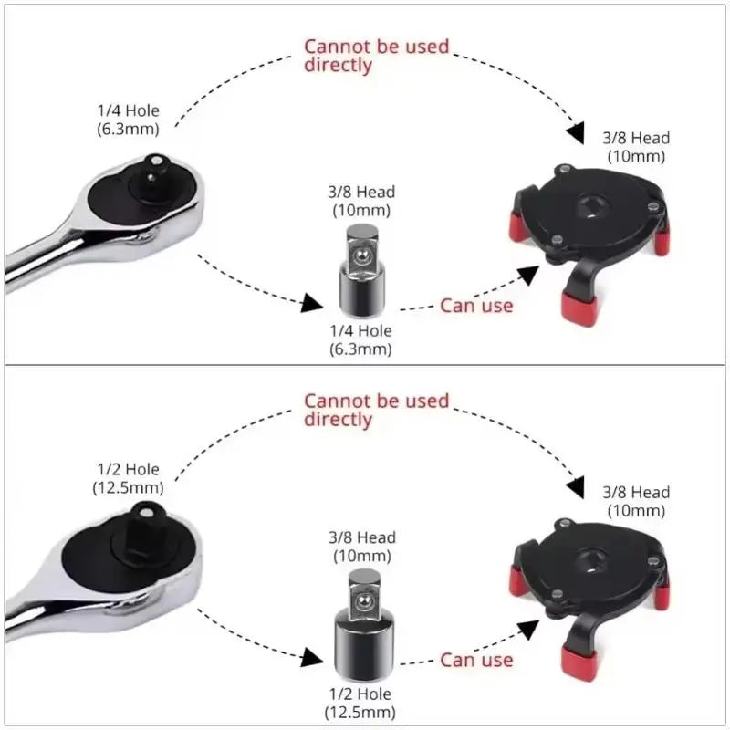 3-Jaw Universal Oil Filter Wrench | High Carbon Steel Car Tool