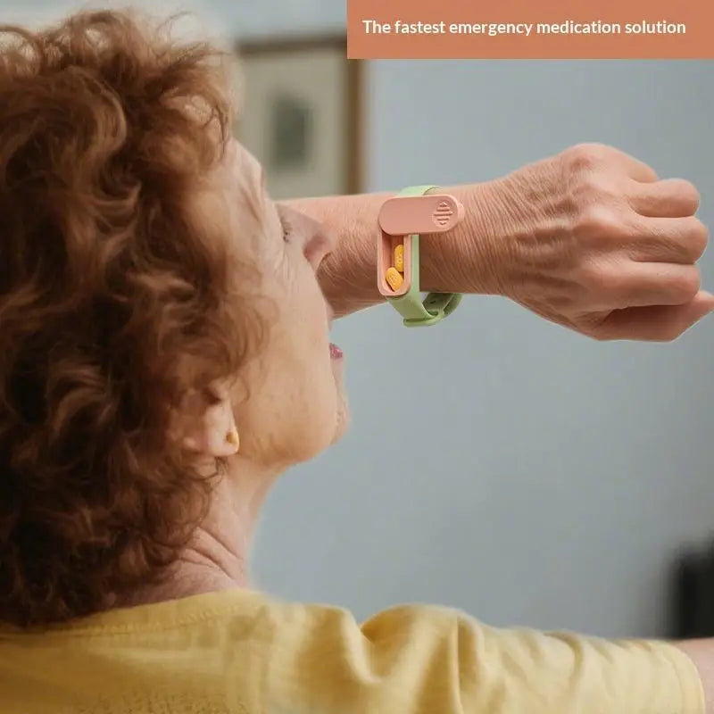 Portable Wristband Pill Box | 360° Rotation & Lock