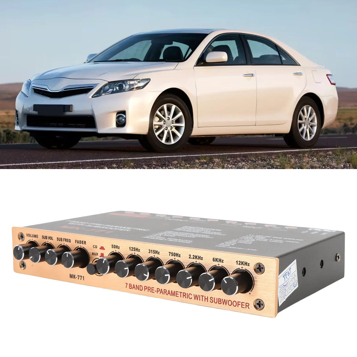 7-Band Car Graphic Equalizer | Front Rear Subwoofer Output