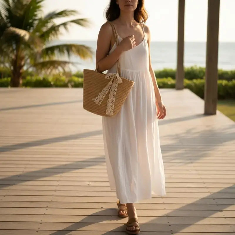 Woven Straw Tote Bag – Lightweight Beach & Shopping Bag