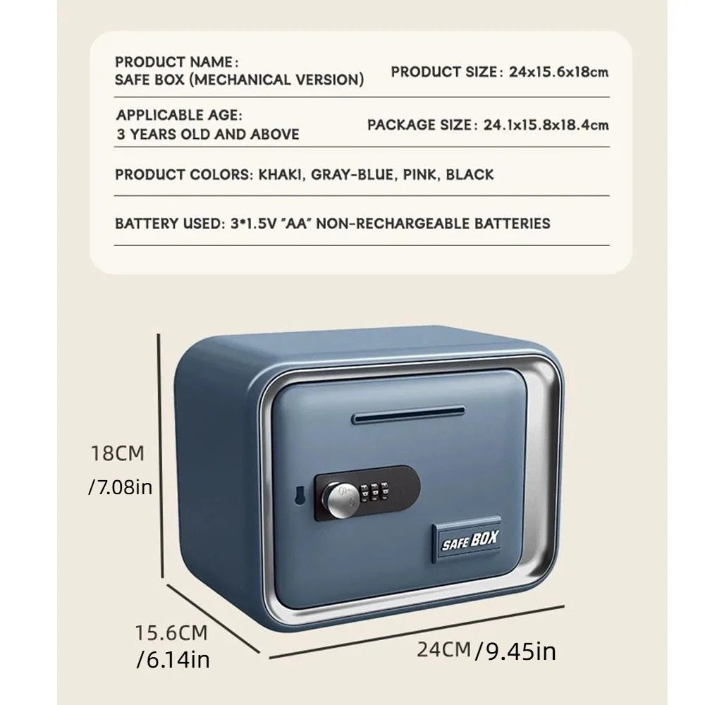 Password Lock Piggy Bank Mini Safe Box – Kids Coin & Bill Slot