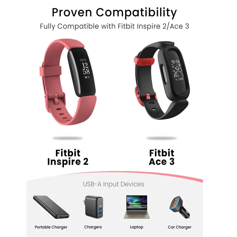 Fitbit Inspire 2 & ACE 3 Charger Cable Charging Dock Cradle