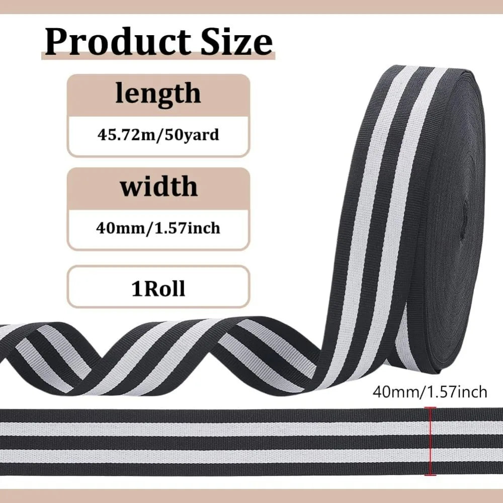 Black & White Striped Grosgrain Ribbon 1.57" – 50 Yards