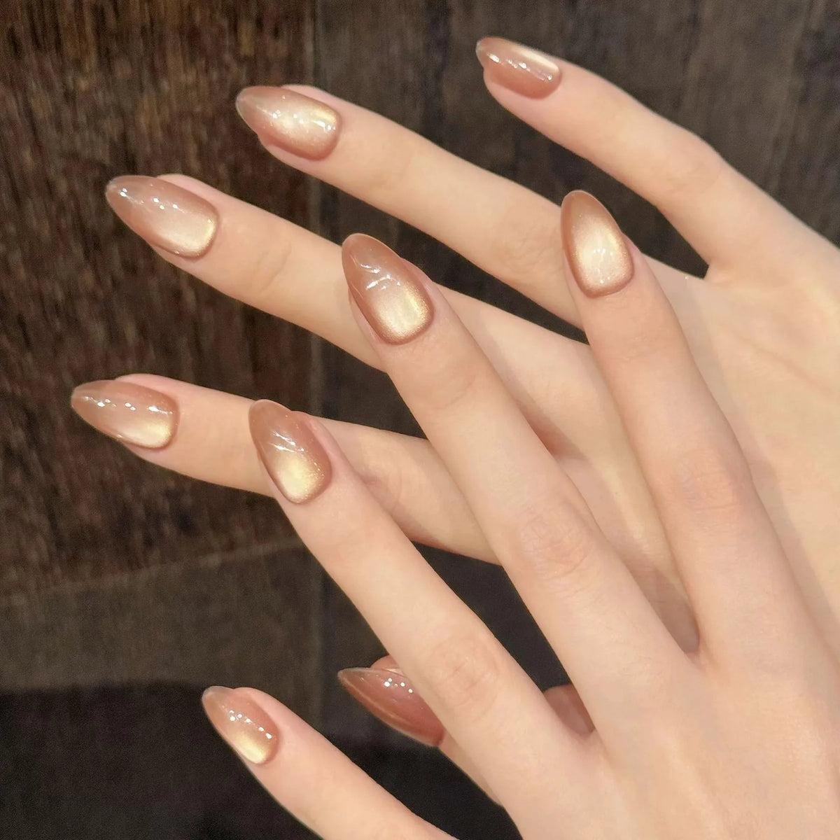 Handmade Cat's Eye Press-On Nails | Flash Glass Bead 10pcs