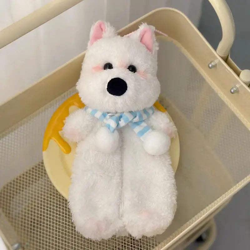 Cute Puppy Plush Pencil Case – Large Capacity Stationery Bag