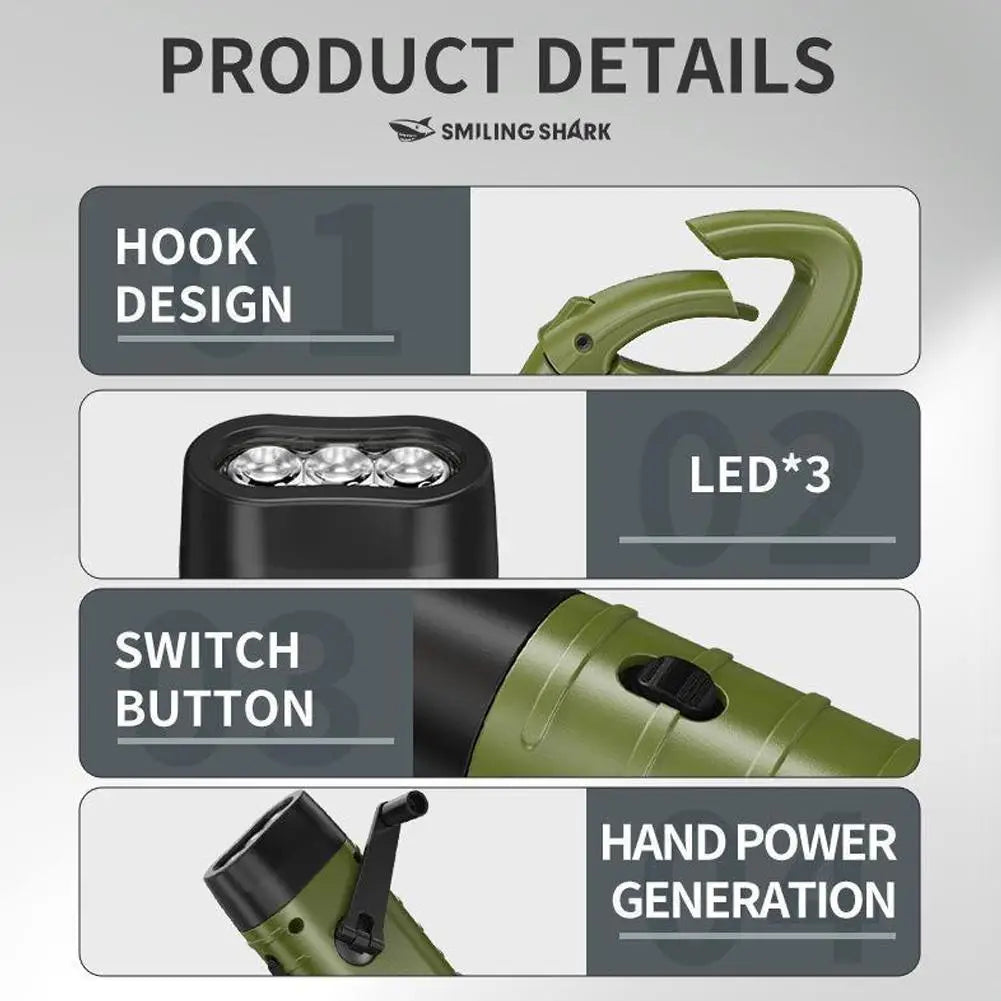 Solar Hand Crank LED Flashlight – Emergency Camping Lamp