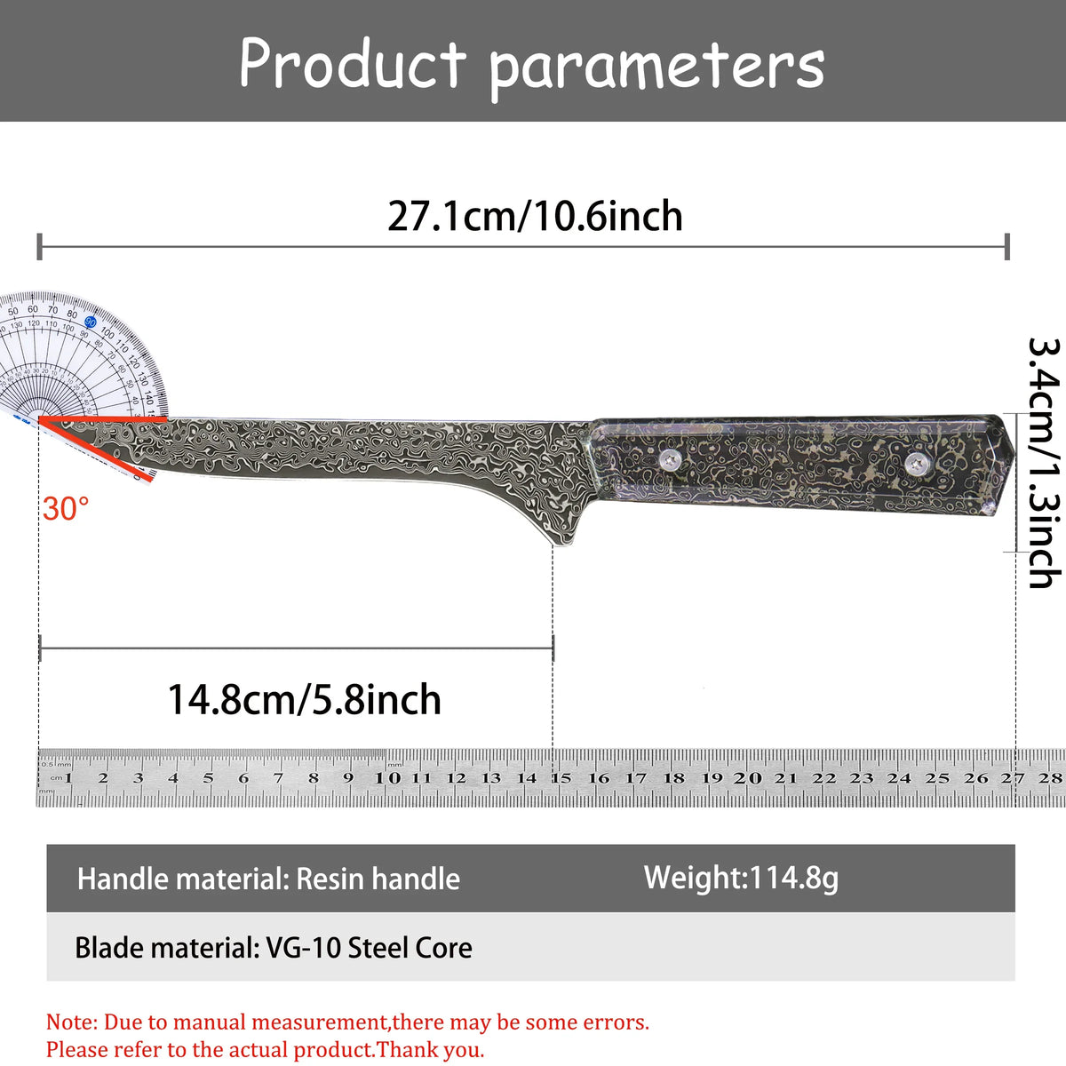 Damascus Steel Boning Knife – Chef's Slicing & Meat Cleaver