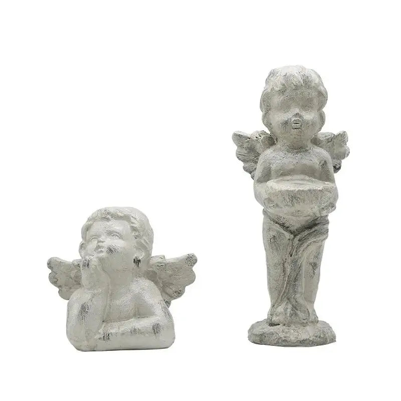 Angel Cupid Candlestick Holder – Resin Winged Baby Sculpture