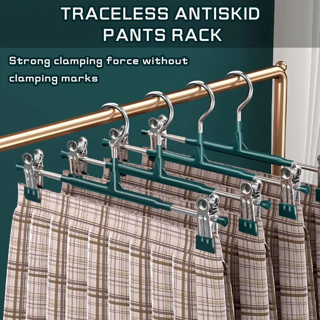Adjustable Pants Hangers with Non-Slip Clips for Skirts & Jeans