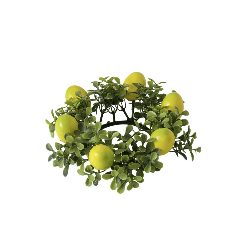 Candle Holder Artificial Table Centerpiece Decor Lemon Wreath Vivid