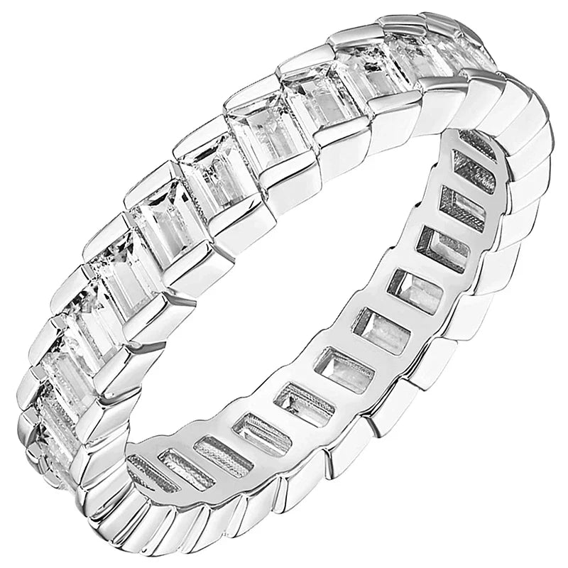 Huitan Geometric Cubic Zirconia Women's Wedding Band Ring