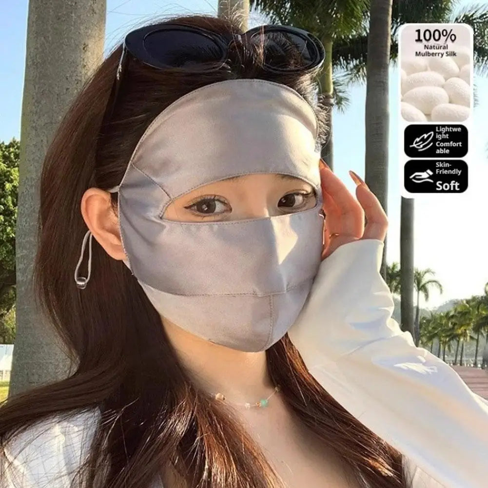 100% Silk Face Mask UPF50+ Sun Protection for Women – Full Face