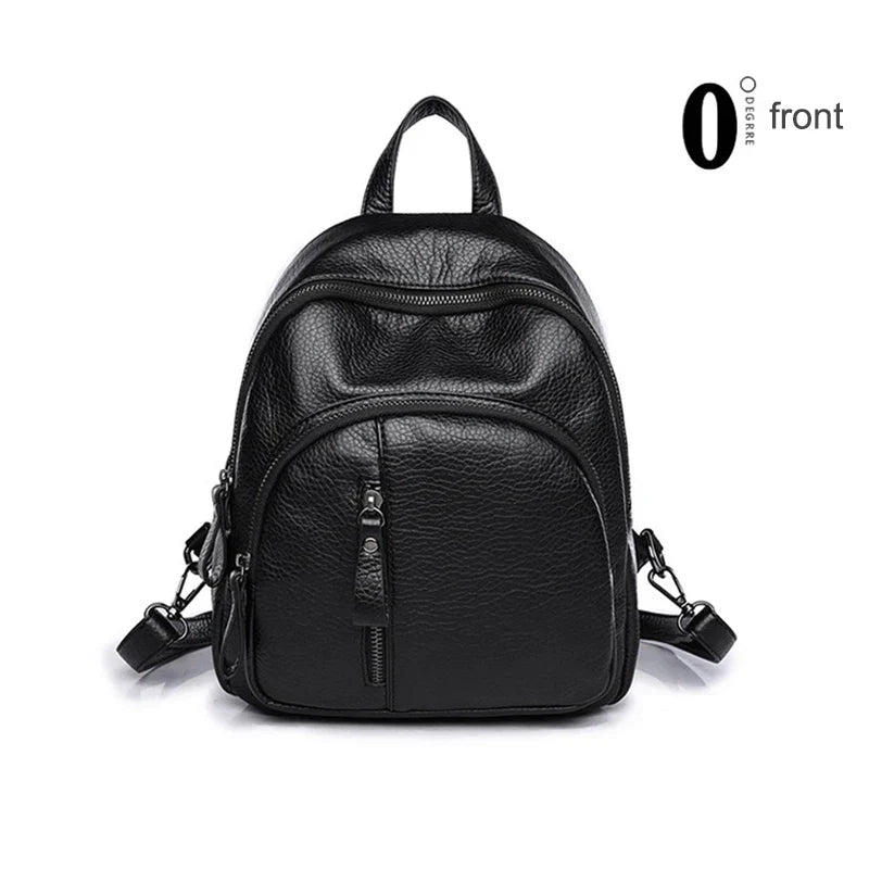 Anti-Theft PU Leather Mini Backpack – Vintage Women's Bag