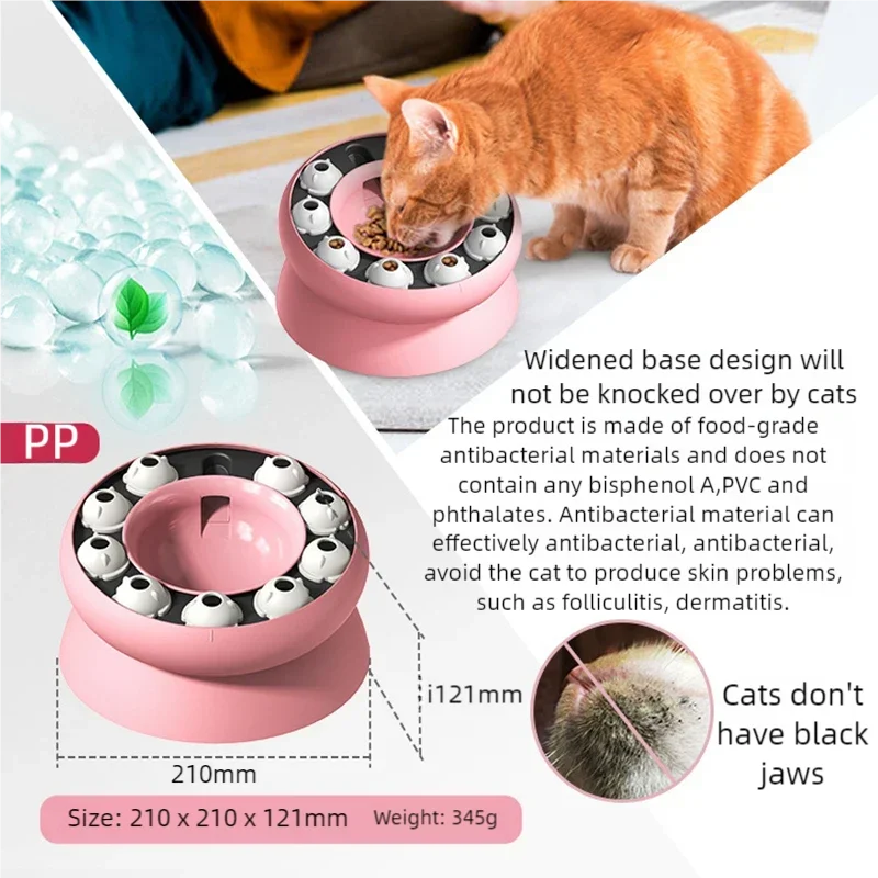 Cat Puzzle Slow Feeder Bowl | Elevated Interactive Cat Toy