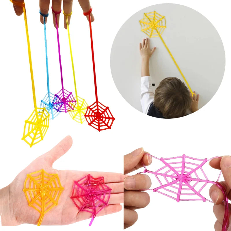 10-Pack Stretchy Sticky Spider Web Toys – Halloween Party Gift