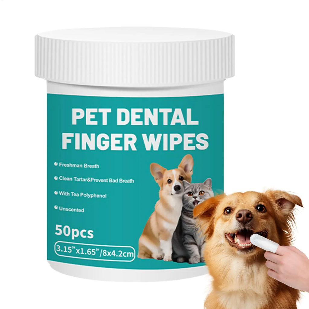 Pet Dental Finger Wipes 50pcs | Dog & Cat Teeth Cleaning