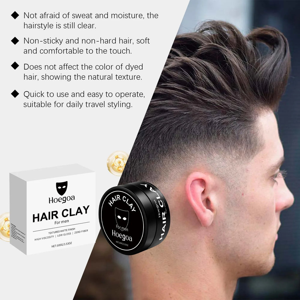 HOEGOA Men's Hair Clay – Strong Hold Matte Finish Styling Mud