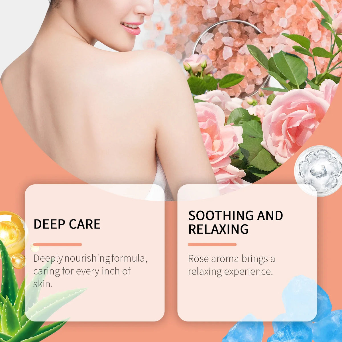 EELHOE Rose Bath Salts – Exfoliating, Pore-Minimizing, Stress Relief