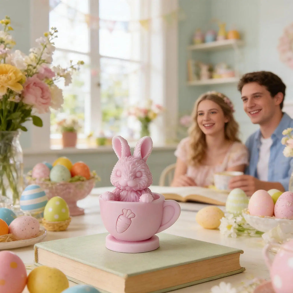 3D Teacup Rabbit Silicone Mold | Easter Candle Soap Resin
