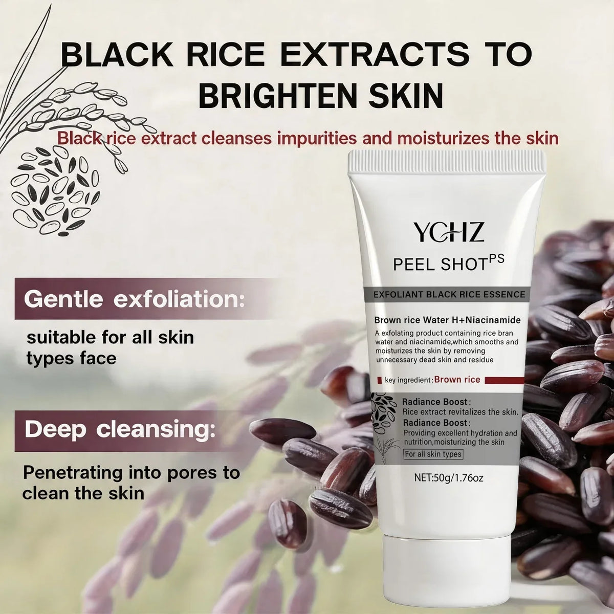 YCHZ Brown Rice Exfoliating Gel – Smooth & Moisturize Skin